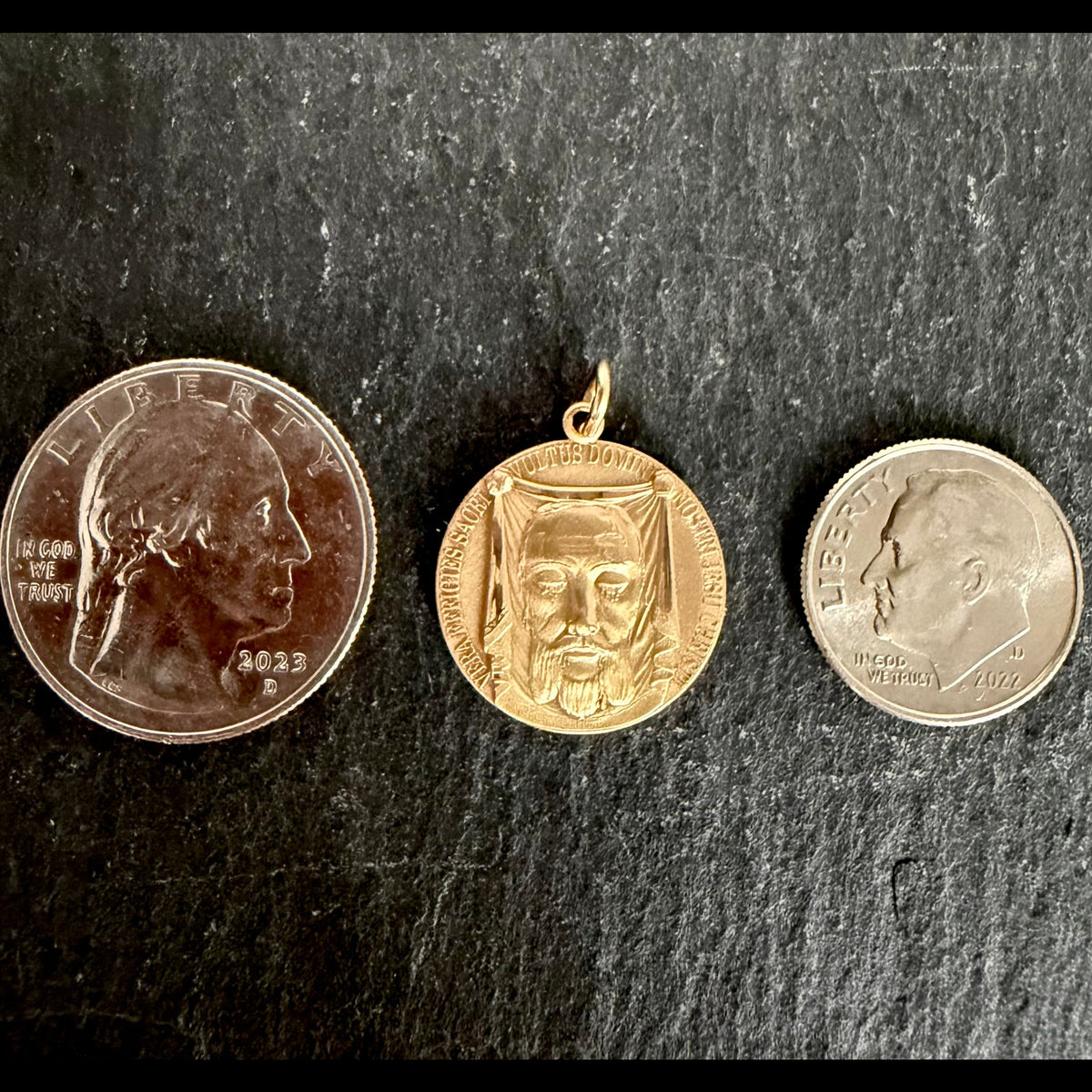 Holy Face Medal (Veil of Veronica) w/ Pieta: 3/4" Genuine 14K GOLD-FILLED