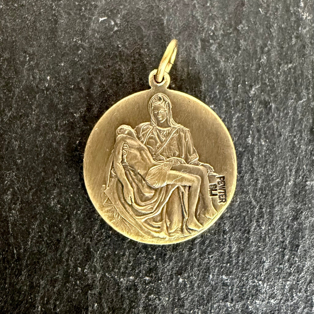 Holy Face Medal (Veil of Veronica) w/ Pieta: 3/4" PEWTER- Bronze