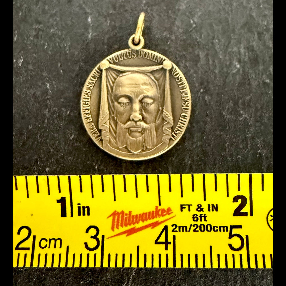 Holy Face Medal (Veil of Veronica) w/ Pieta: 3/4" PEWTER- Bronze