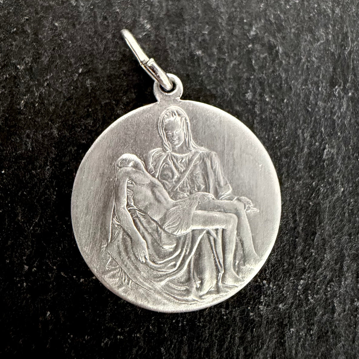Holy Face Medal (Veil of Veronica) w/ Pieta: 3/4" ALUMINUM- Silver tone