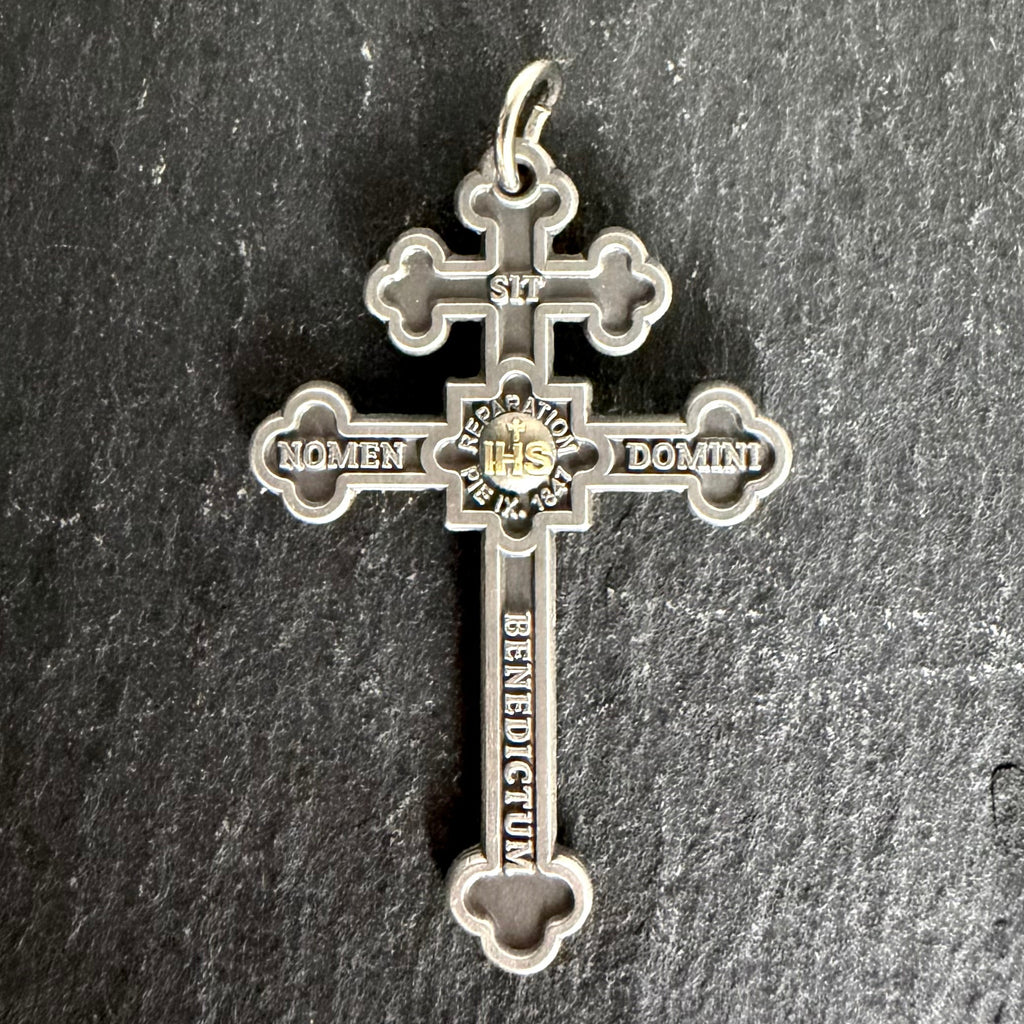 Holy Face Cross of the Archconfraternity of Tours (Two-Toned, Antique Silver & Gold)