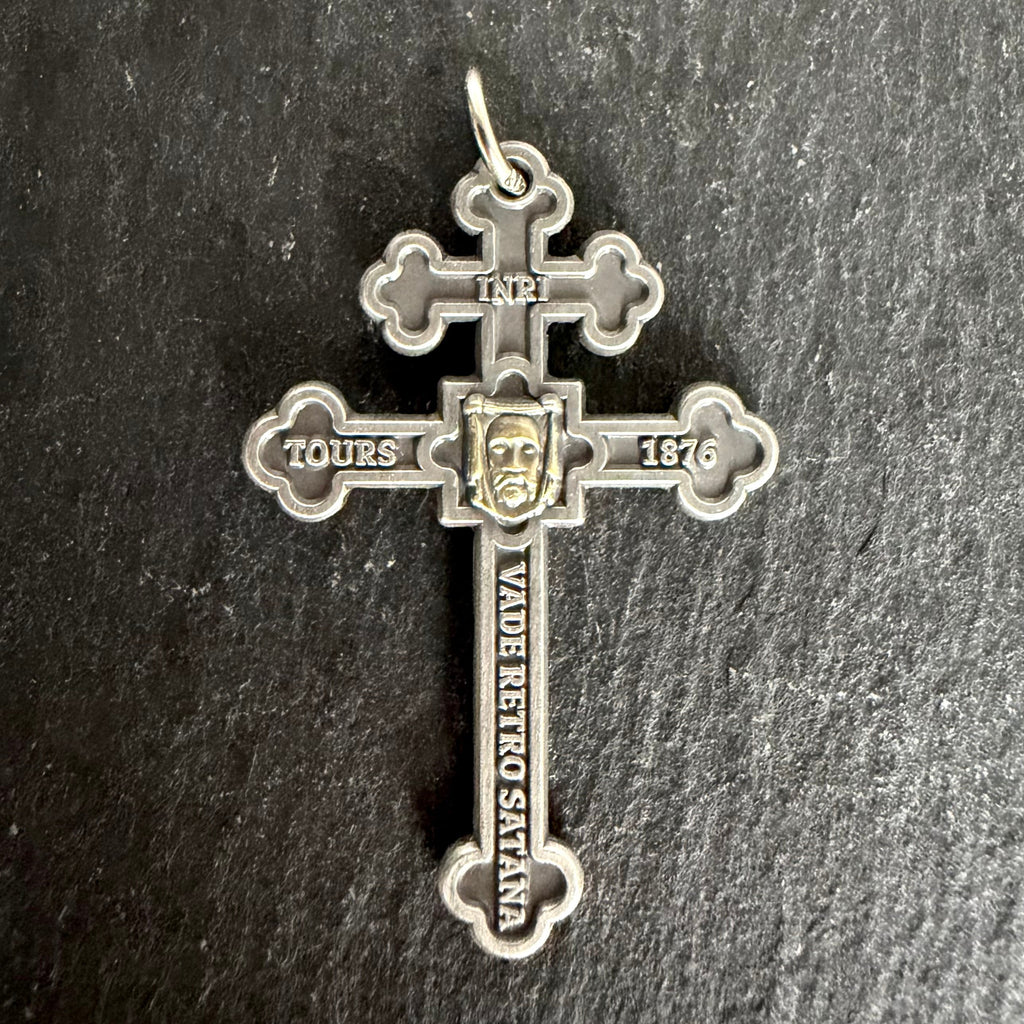 Holy Face Cross of the Archconfraternity of Tours (Two-Toned, Antique Silver & Gold)