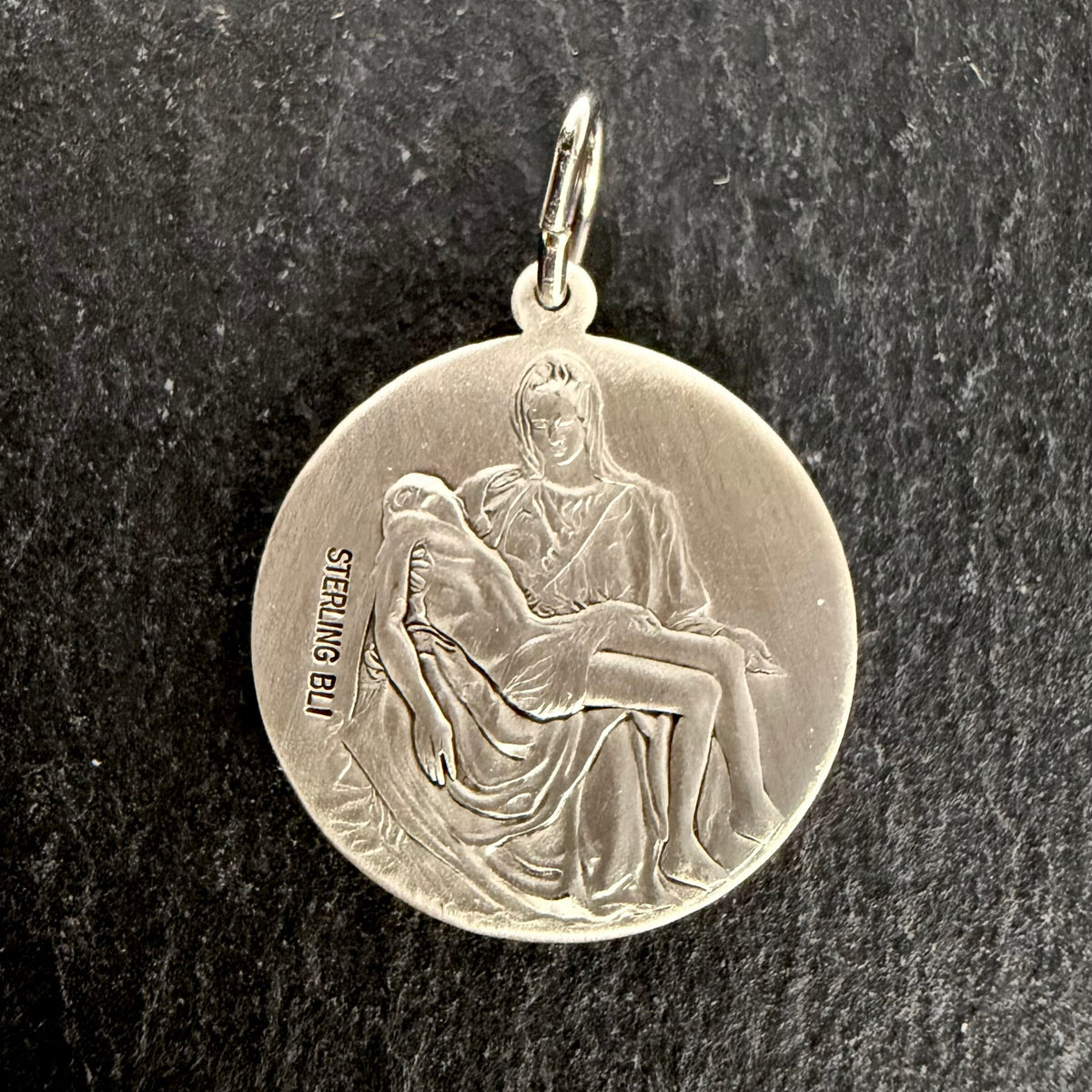 Holy Face Medal (Veil of Veronica) w/ Pieta: 3/4" Genuine .925 STERLING SILVER